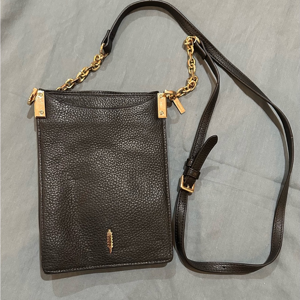 Thacker Black Crossbody Bag With Gold Hardware